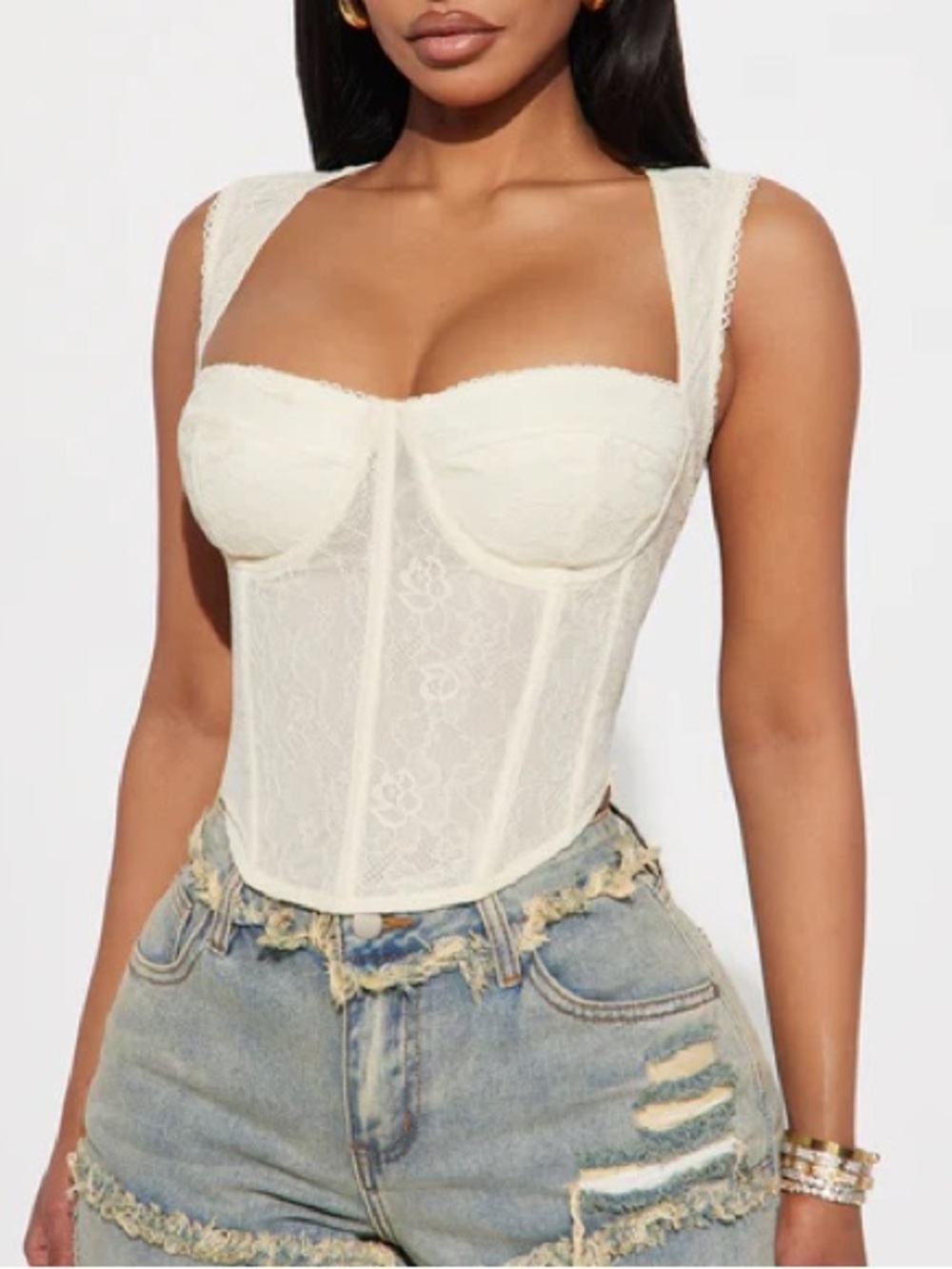 lace corset top - cream - small